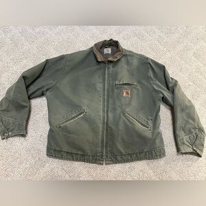 Vintage J76 Mos Green Blanket Lined Carhartt Detroit Jacket Size L